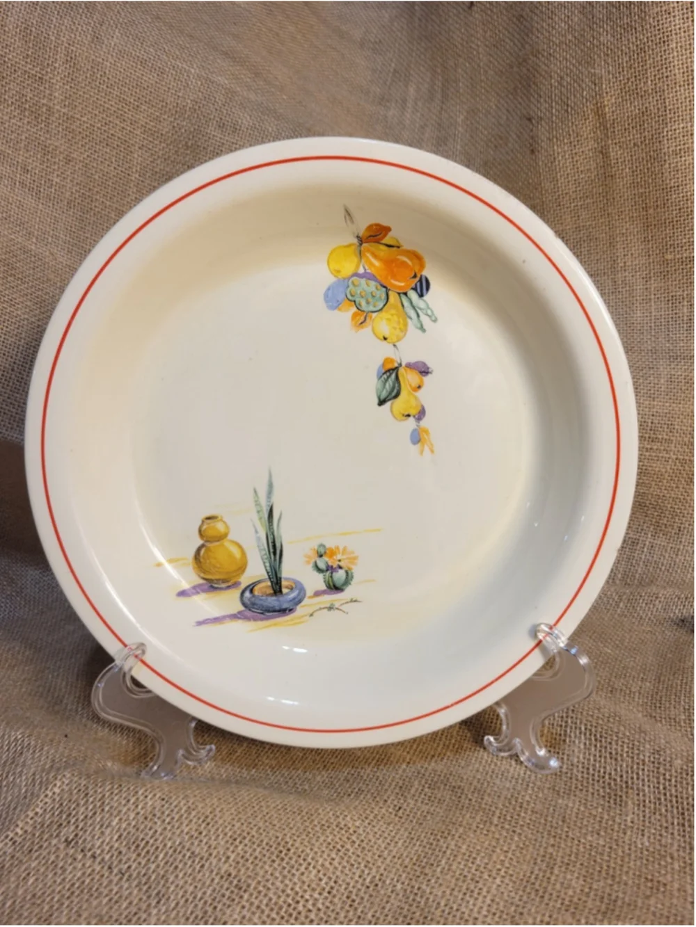Vintage HLC Kitchen Kraft OvenServe Conchita Pie Plate Red Stripe 9.5